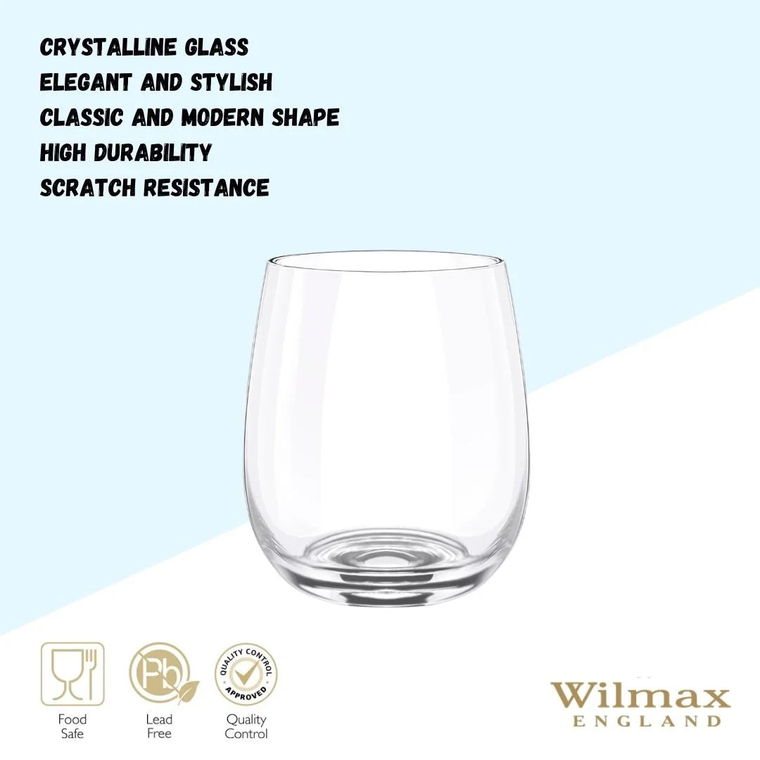 Wilmax Whiskyglas 370 ml Kristalglas Transparant 6-delige set WL-888021/6A