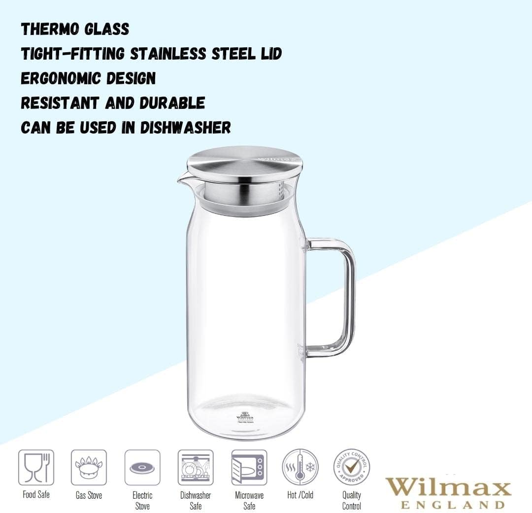 Wilmax Thermoglas Kruik 1000 ml RVS Deksel | WL-888209/A