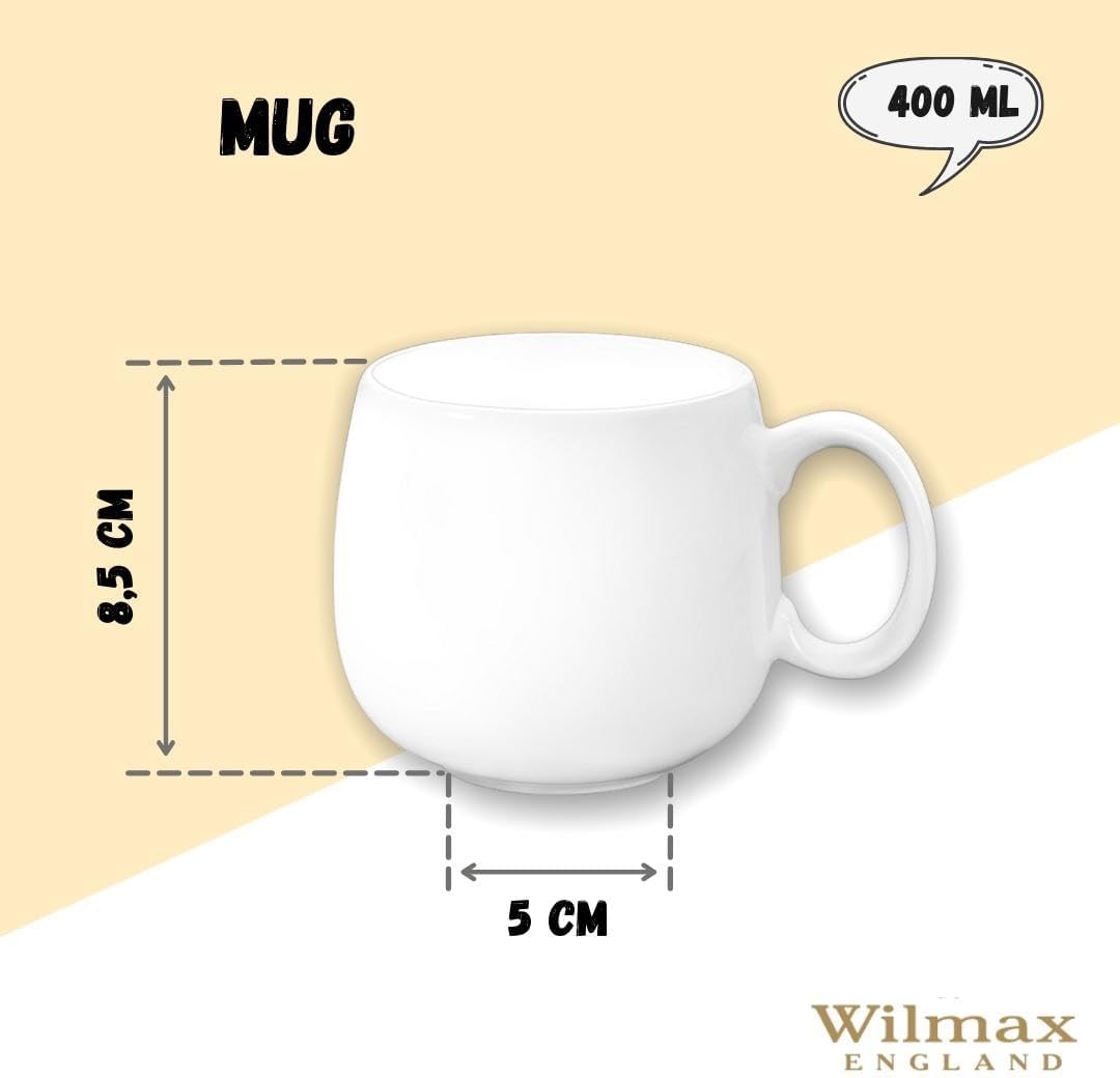 Wilmax England: Witte Porseleinen Kop 400ml - WL-993084/A
