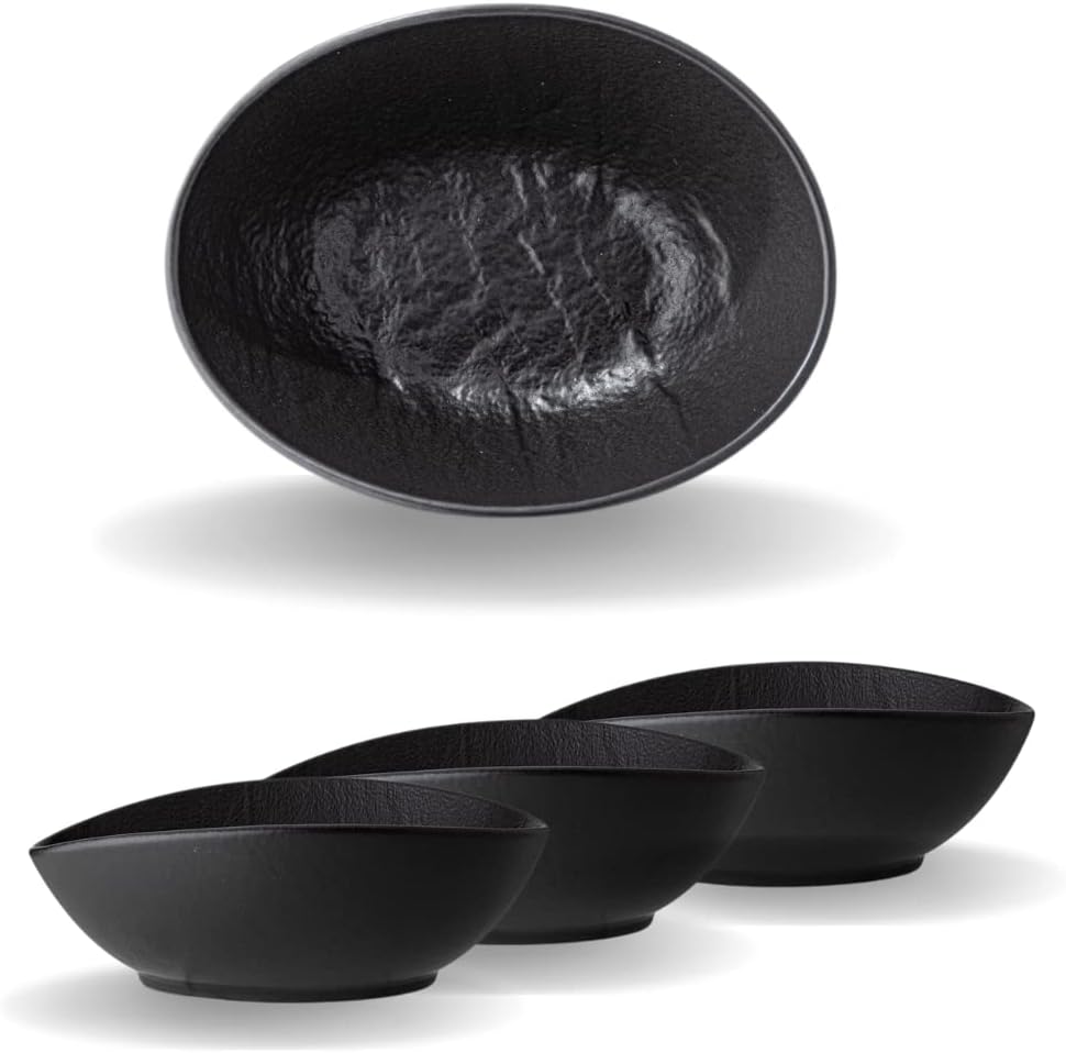 Wilmax Oval Dish 19x15x6 cm 3-piece SlateStone Black
