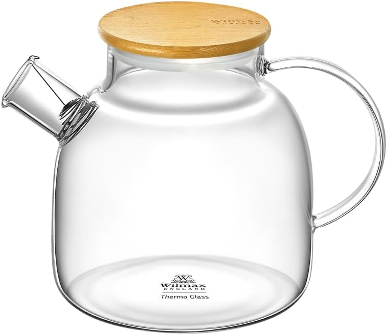 Wilmax England Theepot Glas 1200ml met Bamboe deksel