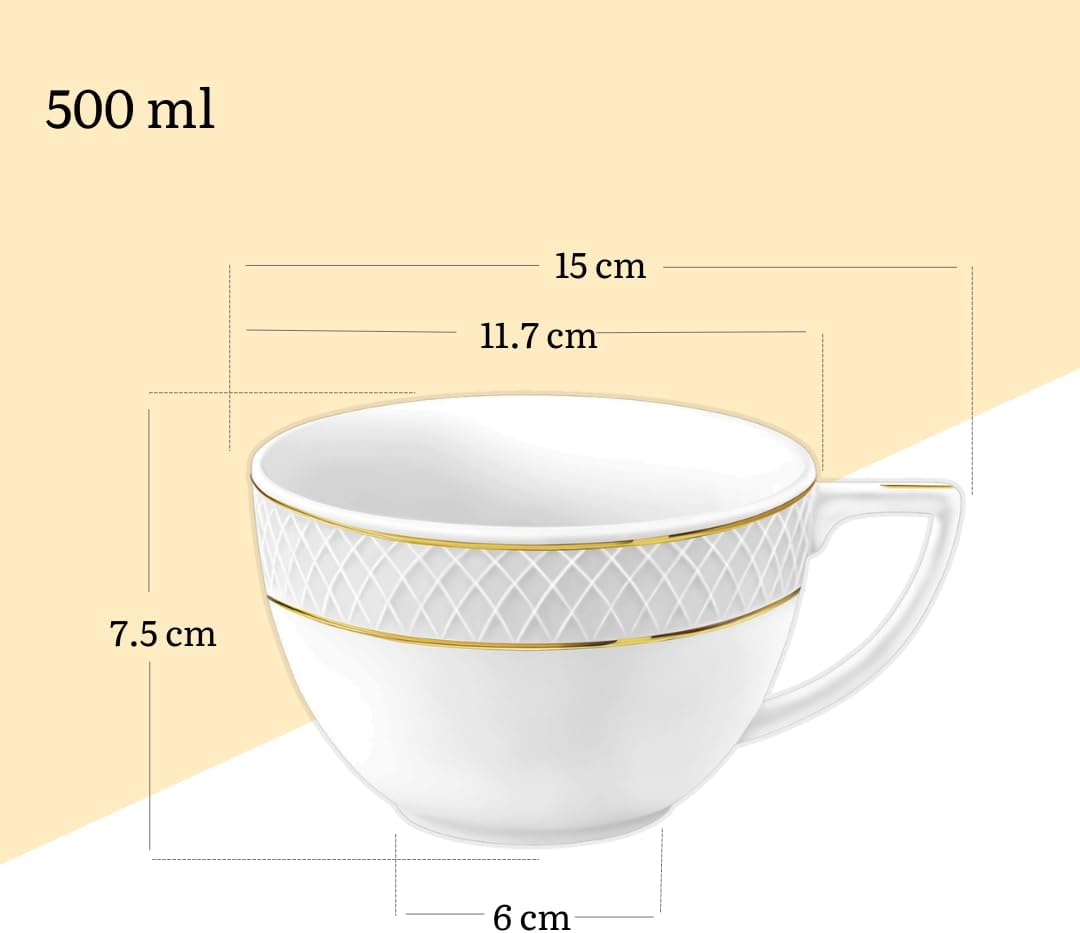 Wilmax Jumbo-Becher mit Goldlinien, 500 ml, 2er Set, WL-880102409/A2