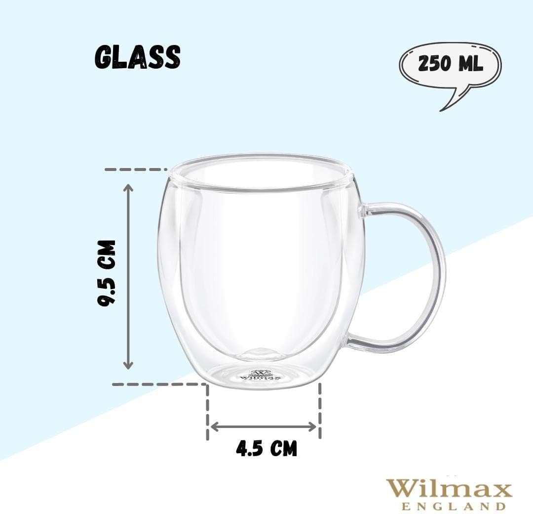 Wilmax Dubbelwandige Glasbeker 250 ml Set van 2 A2