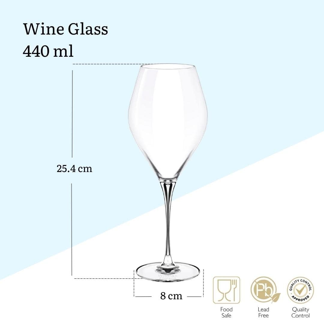 Wilmax England Conical Wine Glass 440 ml Crystal Glass Set of 2