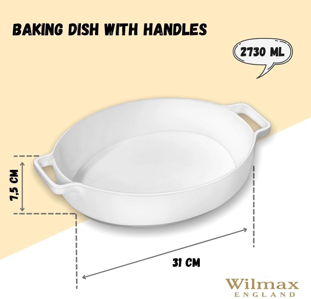Wilmax Auflaufform mit Griffen, 2730 ml, oval, Porzellan WL-997041/A