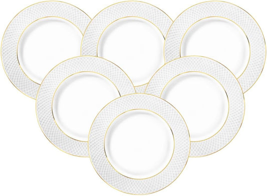 Wilmax Hauptgangteller mit Goldlinien, 28 cm, 6er Set, WL-880102106/A6