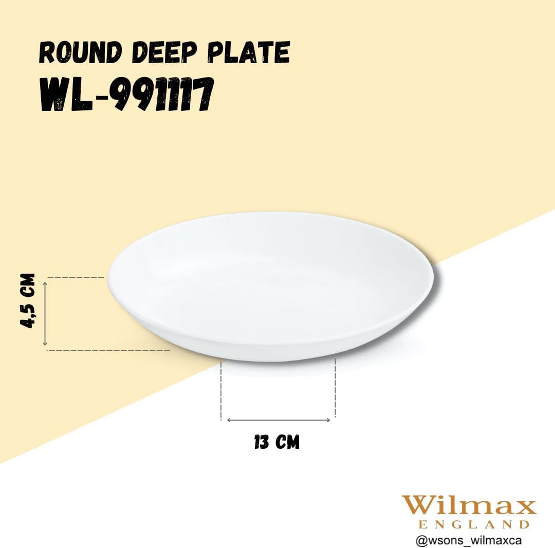 Wilmax Diep bord 23 cm van porselein, wit WL-991117/A