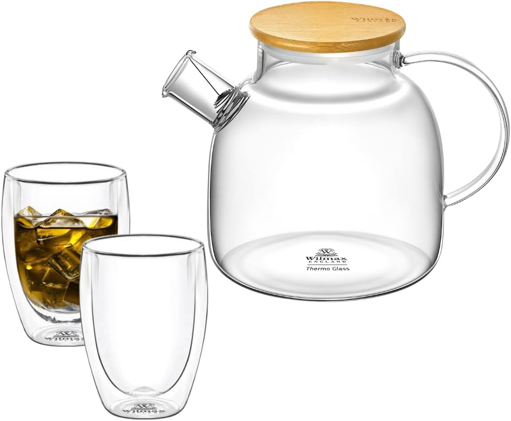 Wilmax Teekanne Glas (1200ml) + 2 Teegläser (400ml) WL-888826/A-888734/A2