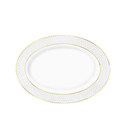 Wilmax Ovales Porzellan-Servierplatte mit Goldrand, 35 x 25 cm, WL-880102117/A
