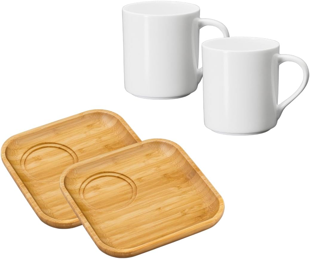Wilmax England Serving Set: Bamboo plate 17.5, Tea glasses 400