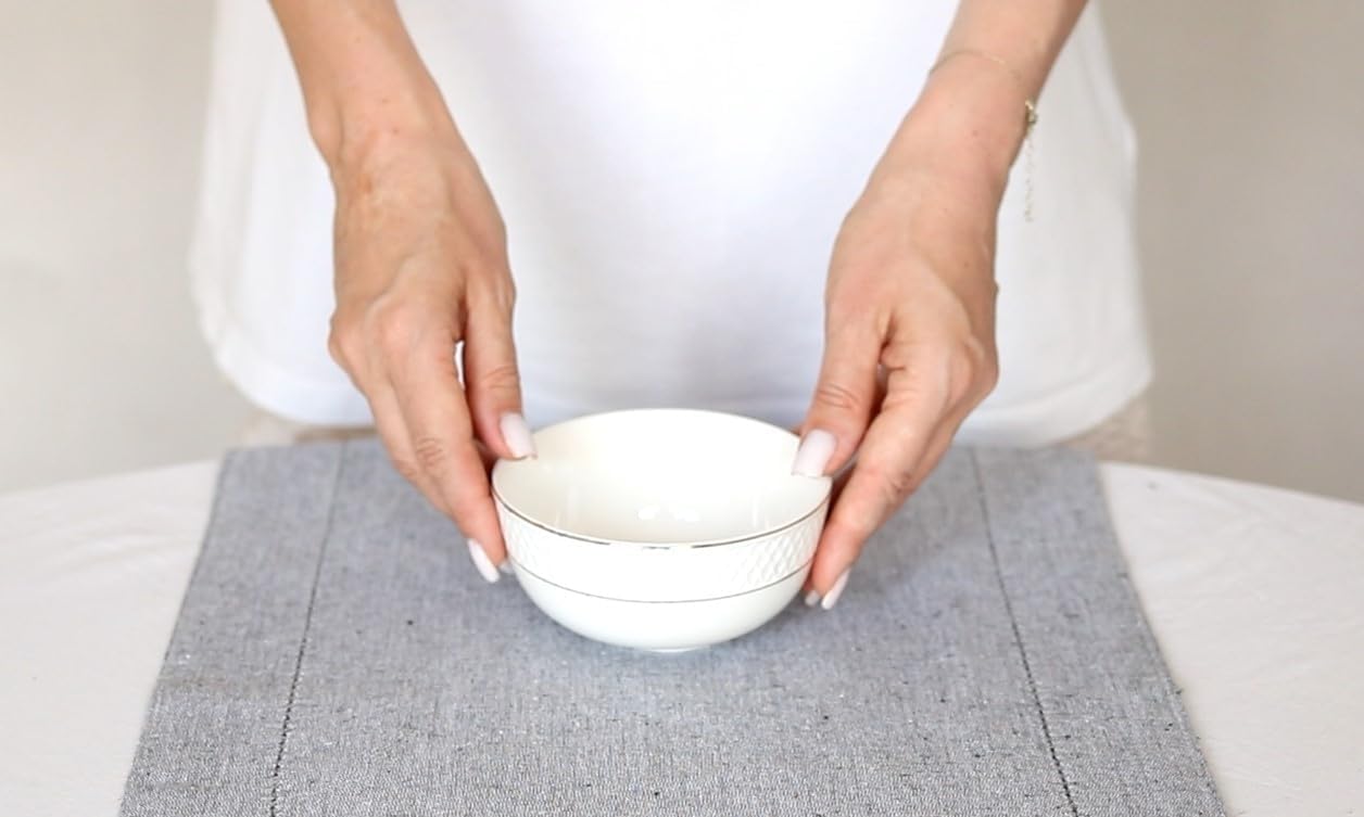 Wilmax Porcelain White Bowl 600 ml 14 cm with Gold Rim