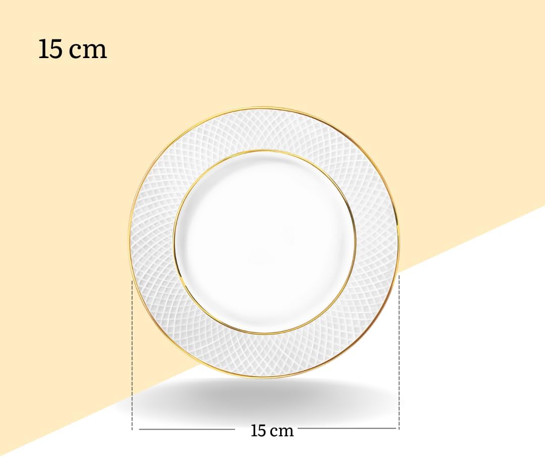 Wilmax England Porseleinen Bord Wit Gouden rand 15cm 6-delig