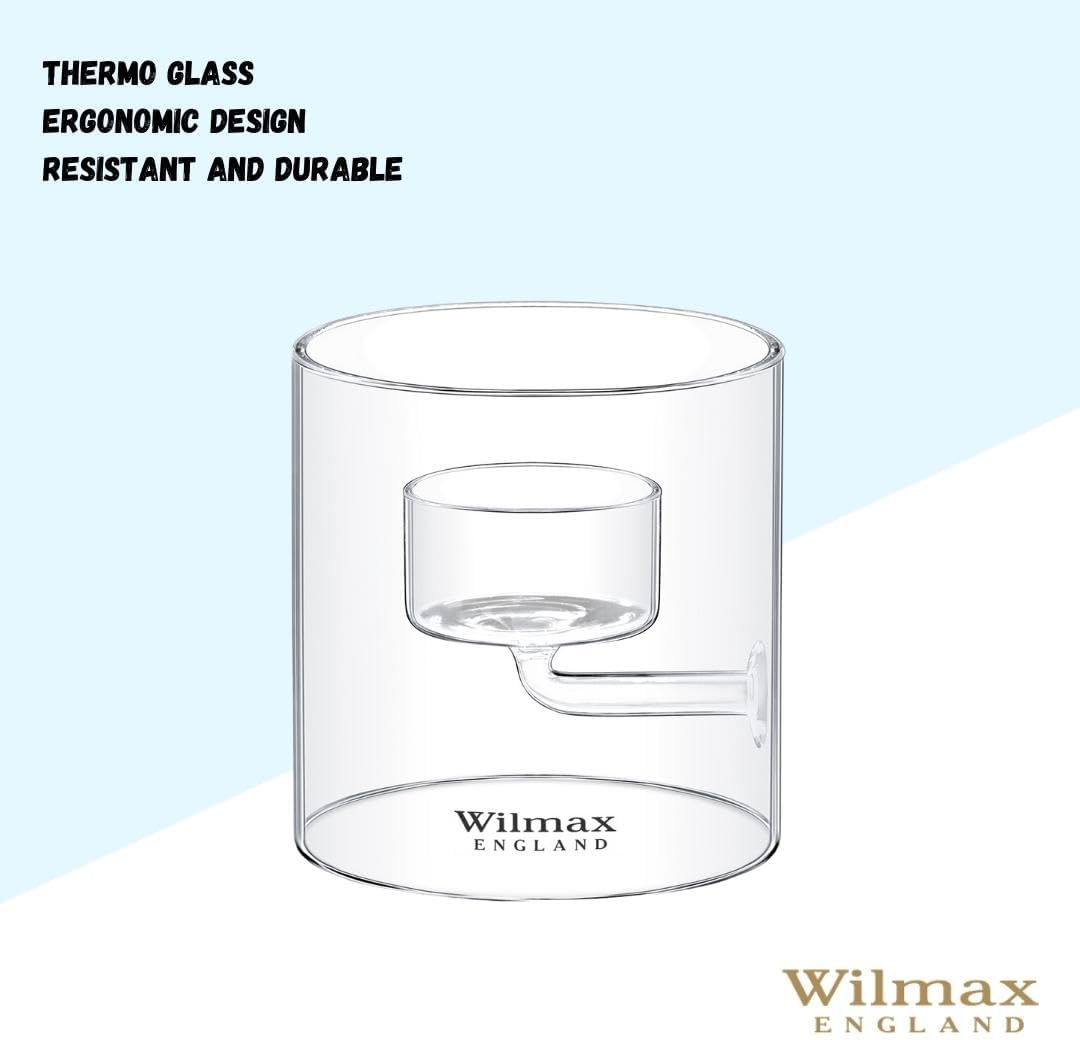 Wilmax Teelichthalter aus Glas für 1 Teelicht, 9 cm – WL-888904/A
