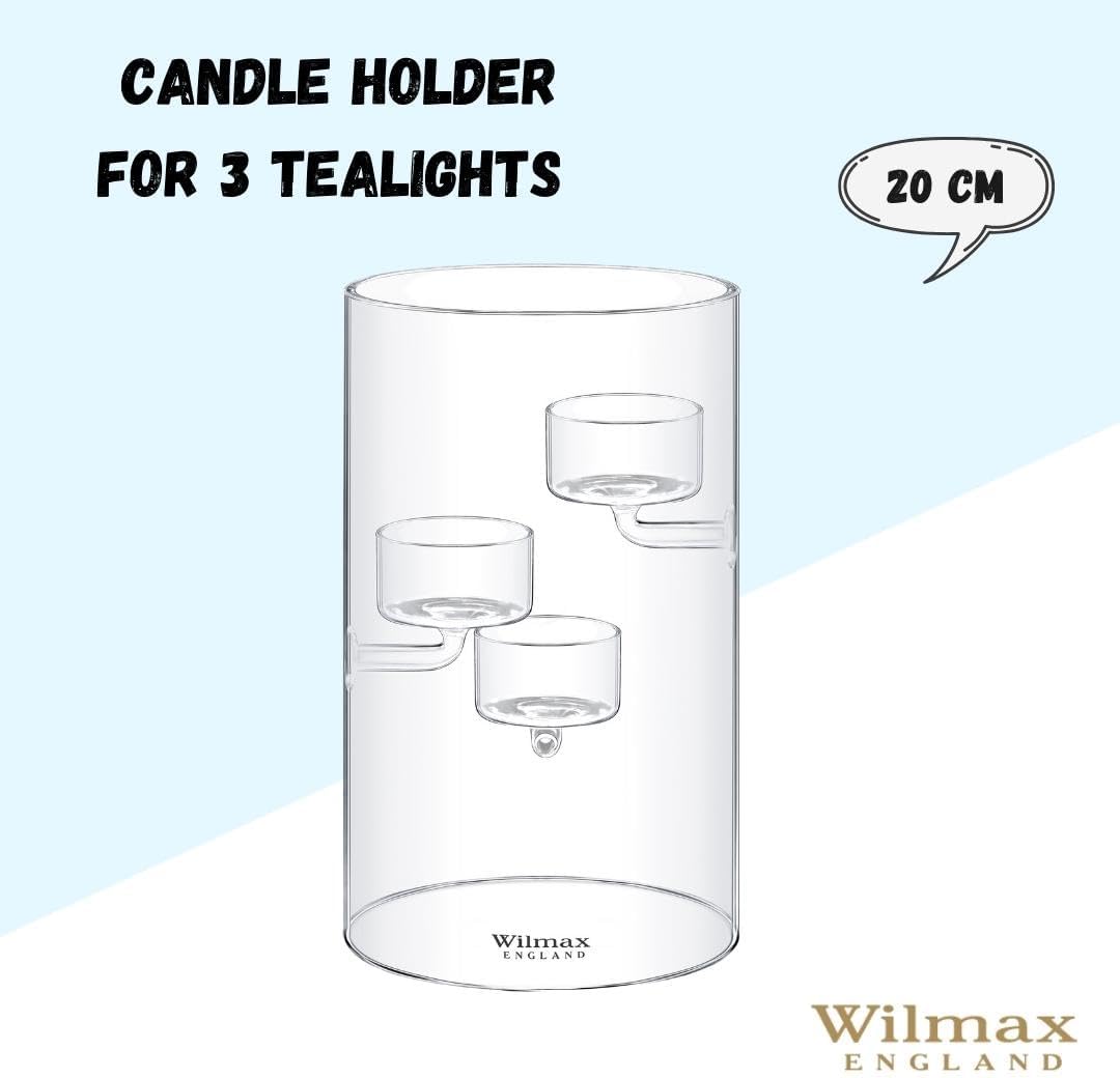Wilmax England Theelichthouder Glas 20 cm voor 3 theelichtjes WL-888906/A