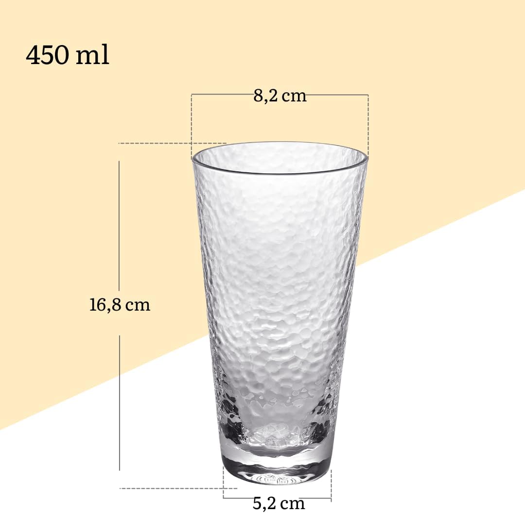 Wilmax Hammered Glass 450 ml Set of 6 WL-888630/A6