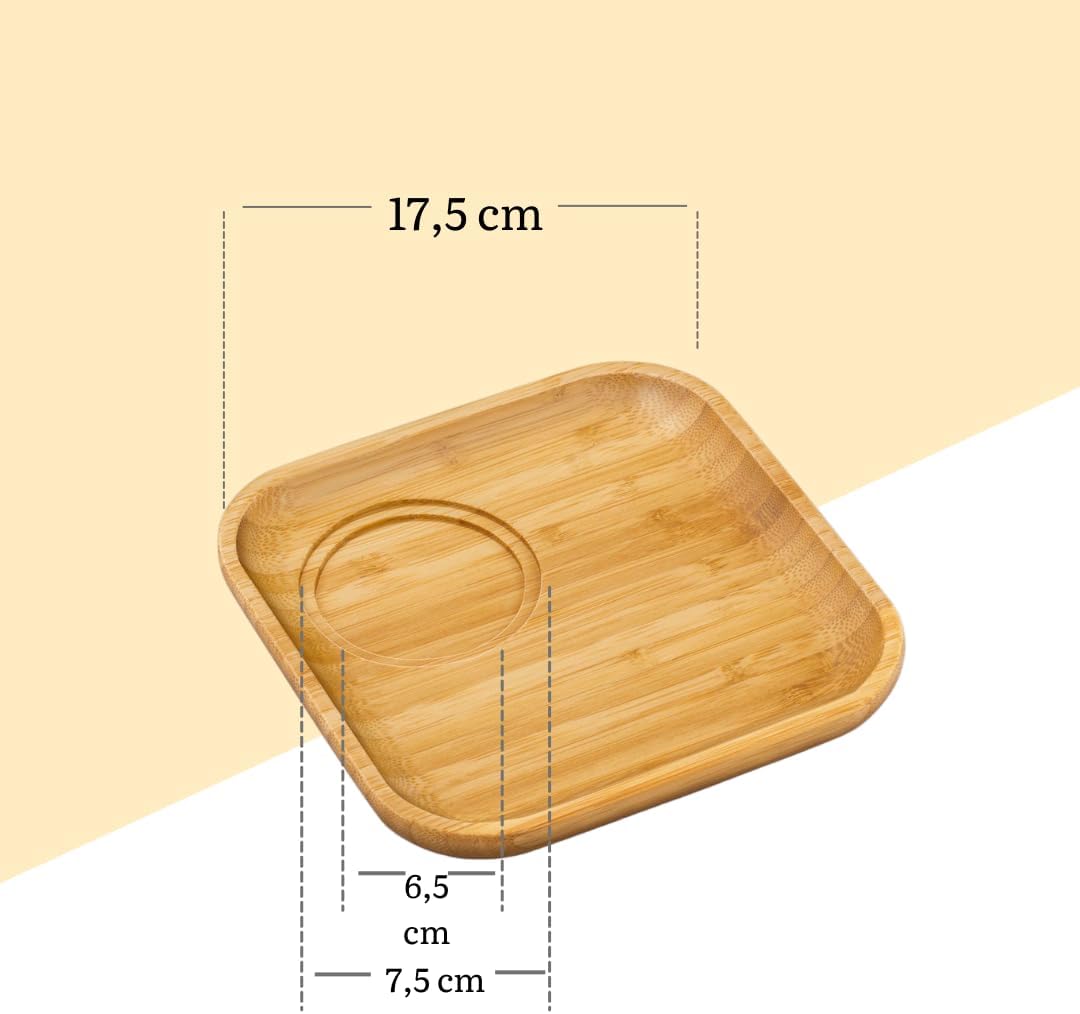 Wilmax Bamboo plate & 2x Tea glass WL-771116/A-WL-888749/A