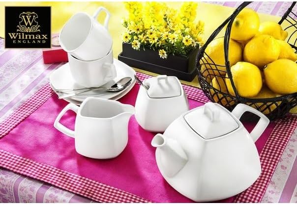 Wilmax Tee Tasse & Untertasse 200 ml aus Porzellan quadratisch WL-993003/AB
