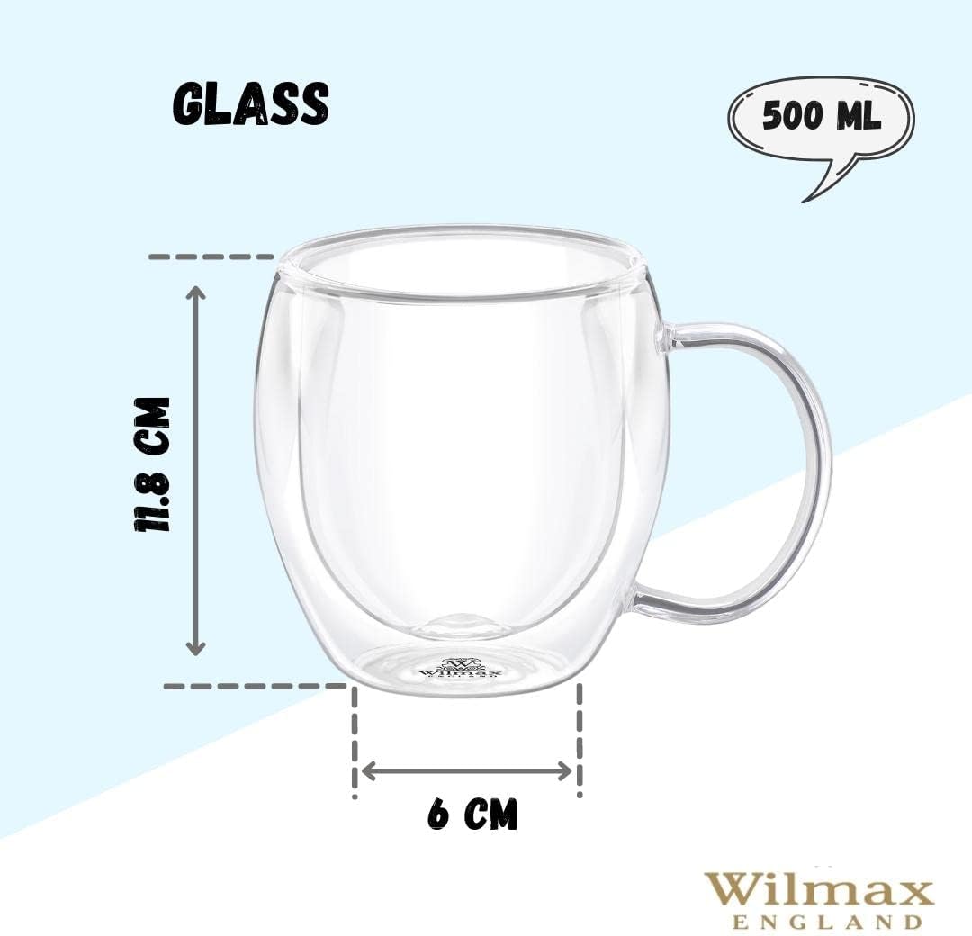 Wilmax Dubbelwandige Glazen Beker 500ml 2-pack A2