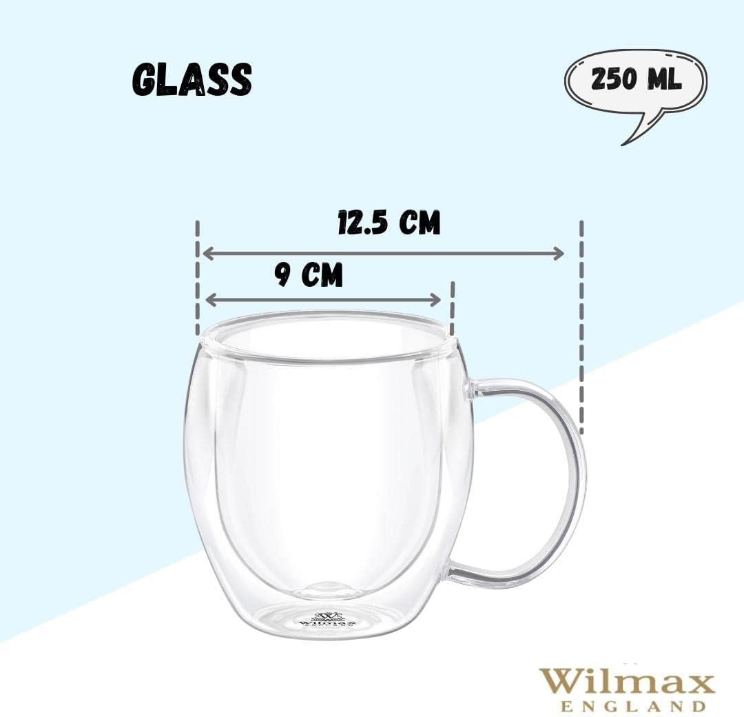 Wilmax Dubbelwandige Glasbeker 250 ml Set van 2 A2