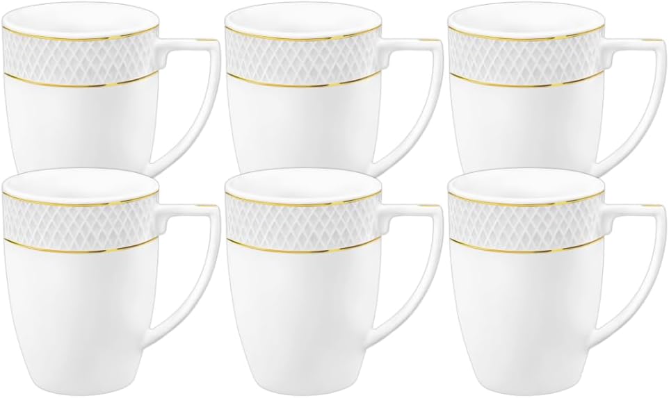 Wilmax Tasse mit Goldlinien, 450 ml, 6er Set, WL-880102432/A6