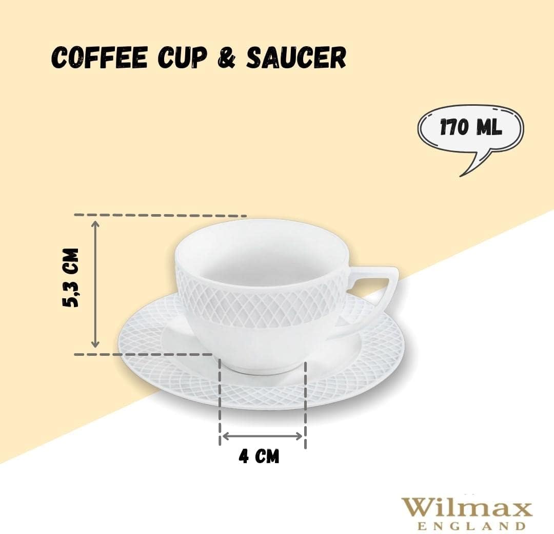 Wilmax Cappuccino set 170 ml Wit Porselein 6-delig