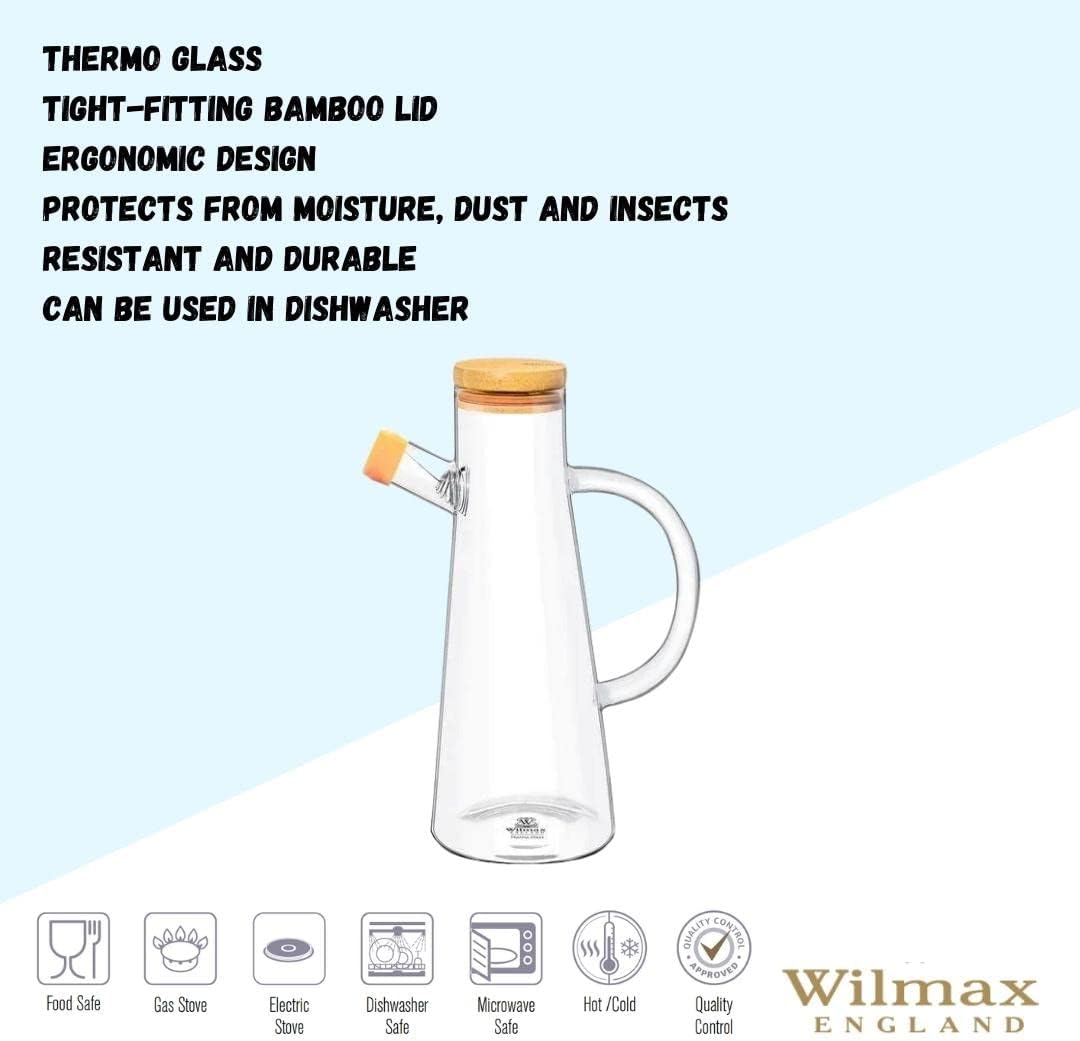 Wilmax England Oil Jug 500 ml Glass with Bamboo Lid