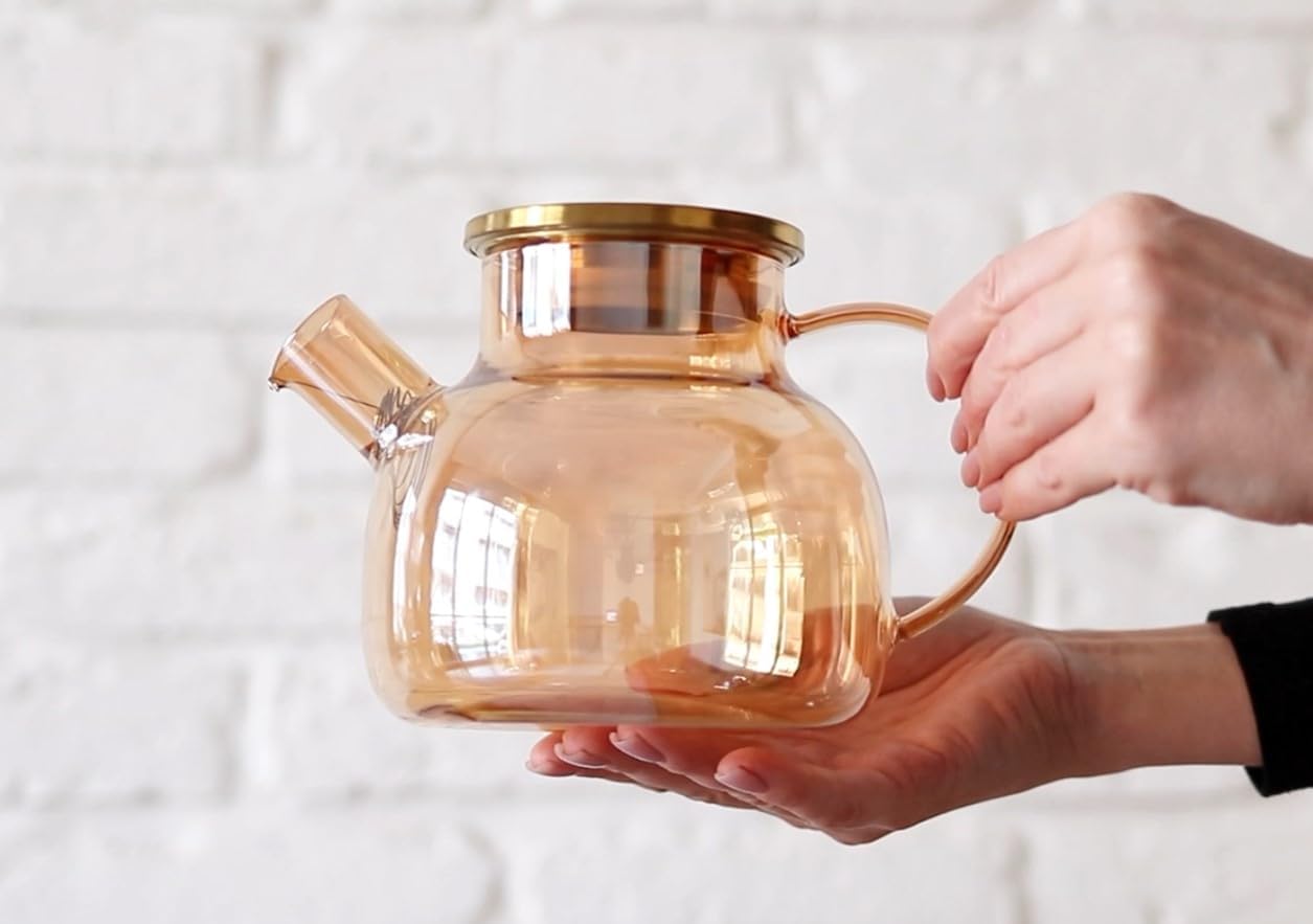 Wilmax Glas Teekanne mit Edelstahl-Deckel, 950 ml, Glas WL-888810003/A