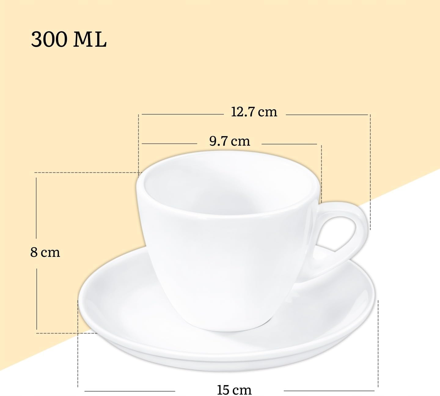 Wilmax Tassen- und Untertassen-Set | 6er-Set | 300 ml Porzellan | WL-993176/AB6