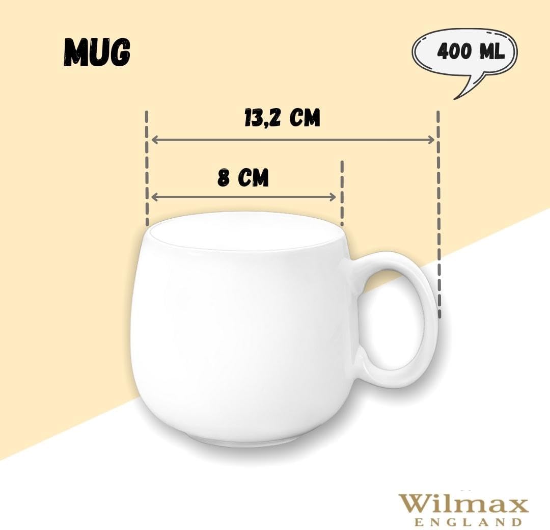 Wilmax England: Witte Porseleinen Kop 400ml - WL-993084/A
