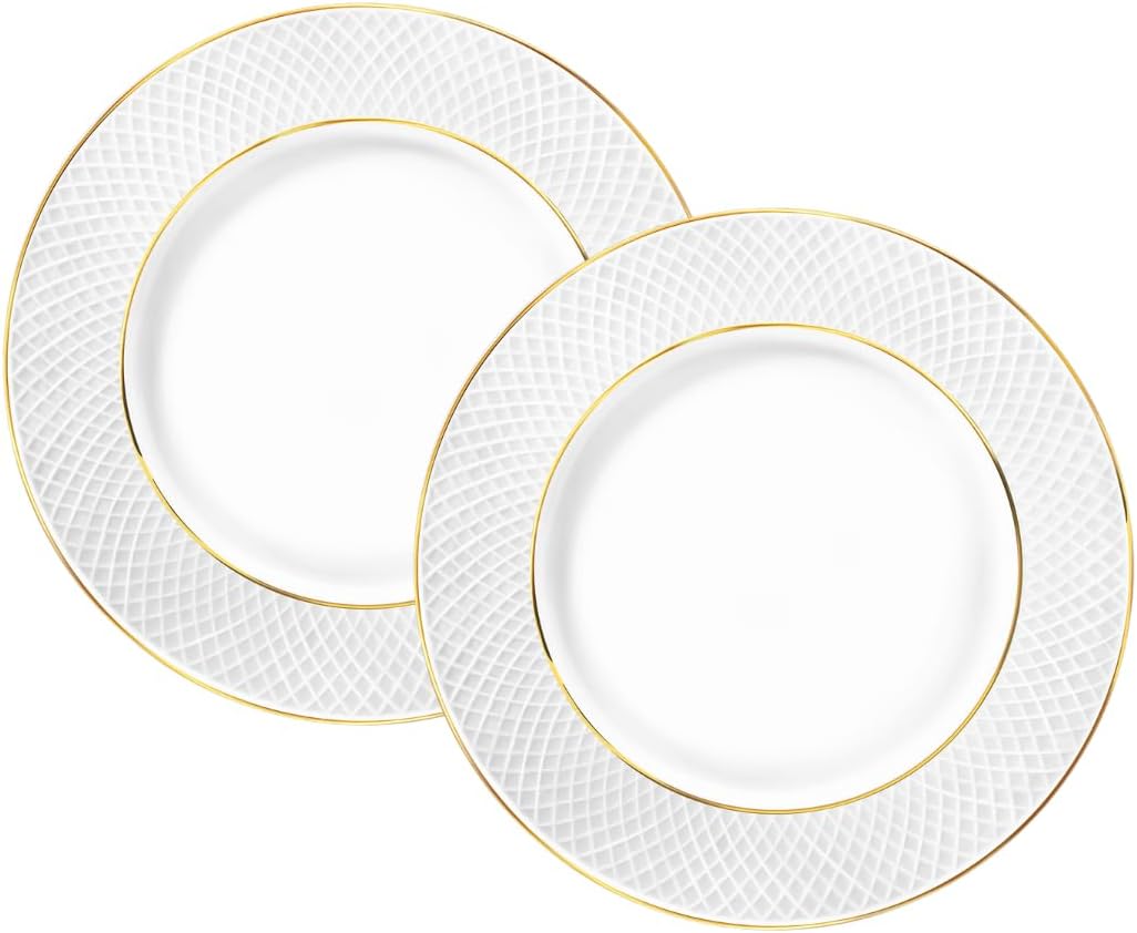 Wilmax Speiseteller mit Goldlinien, 25,5 cm, 2er Set, WL-880102104/A2