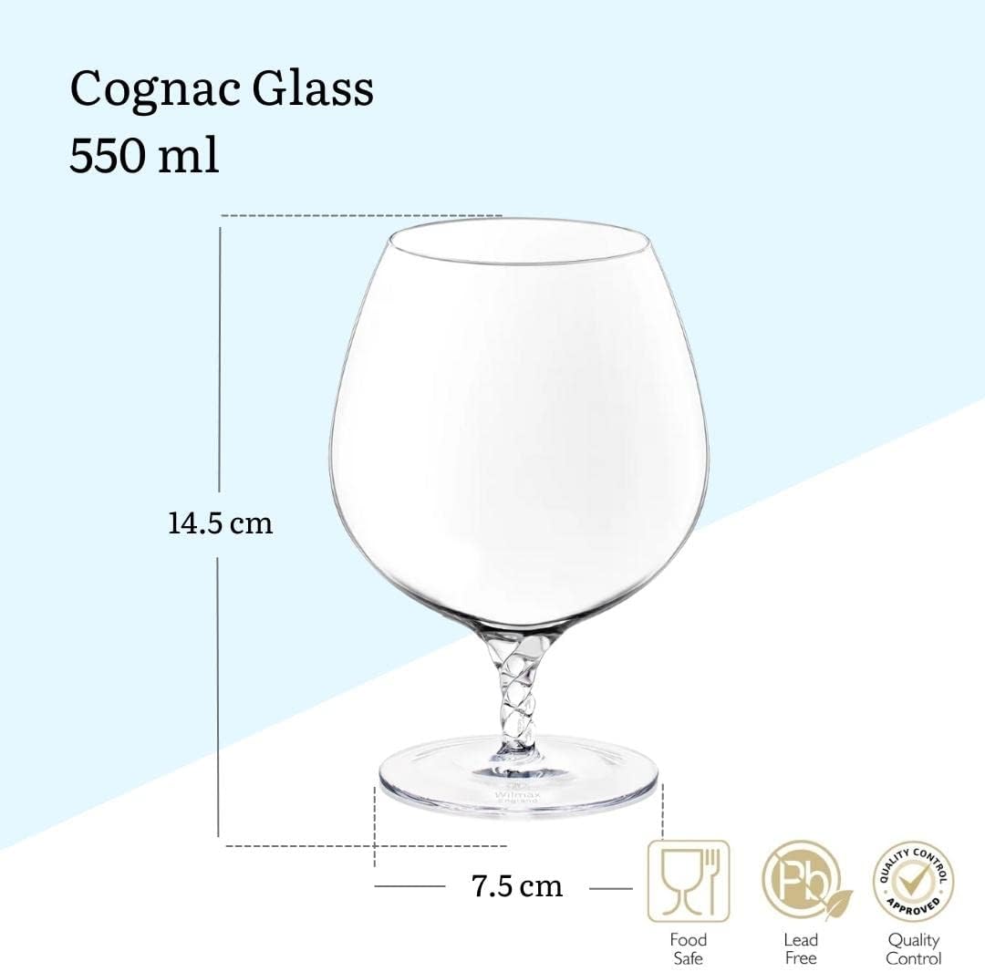 Wilmax England Cognacglas 550ml Kristal Transparant Set van 2