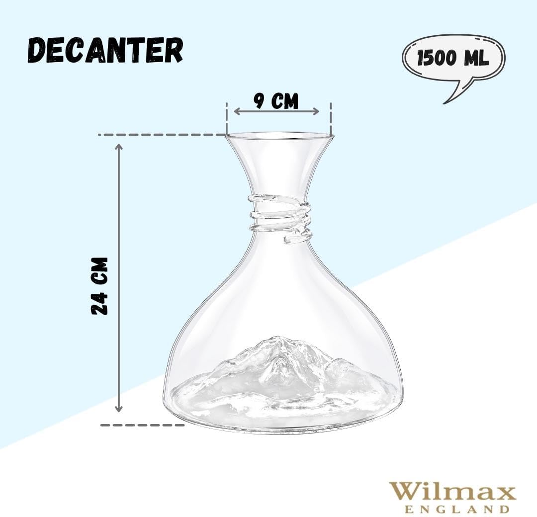 Wilmax Dekanter, 1500 ml, mundgeblasen, elegantes Design, WL-888368/1C