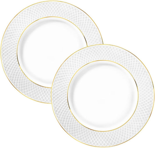 Wilmax Hauptgangteller mit Goldlinien, 28 cm, 2er Set, WL-880102106/A2