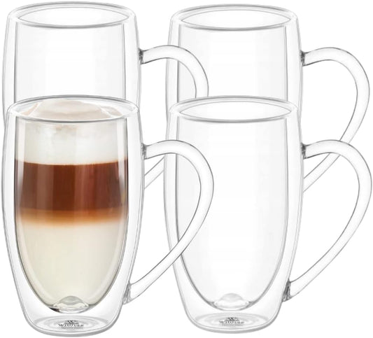 Wilmax Dubbelwandig Borosilicaatglas 400 ml 4x A4