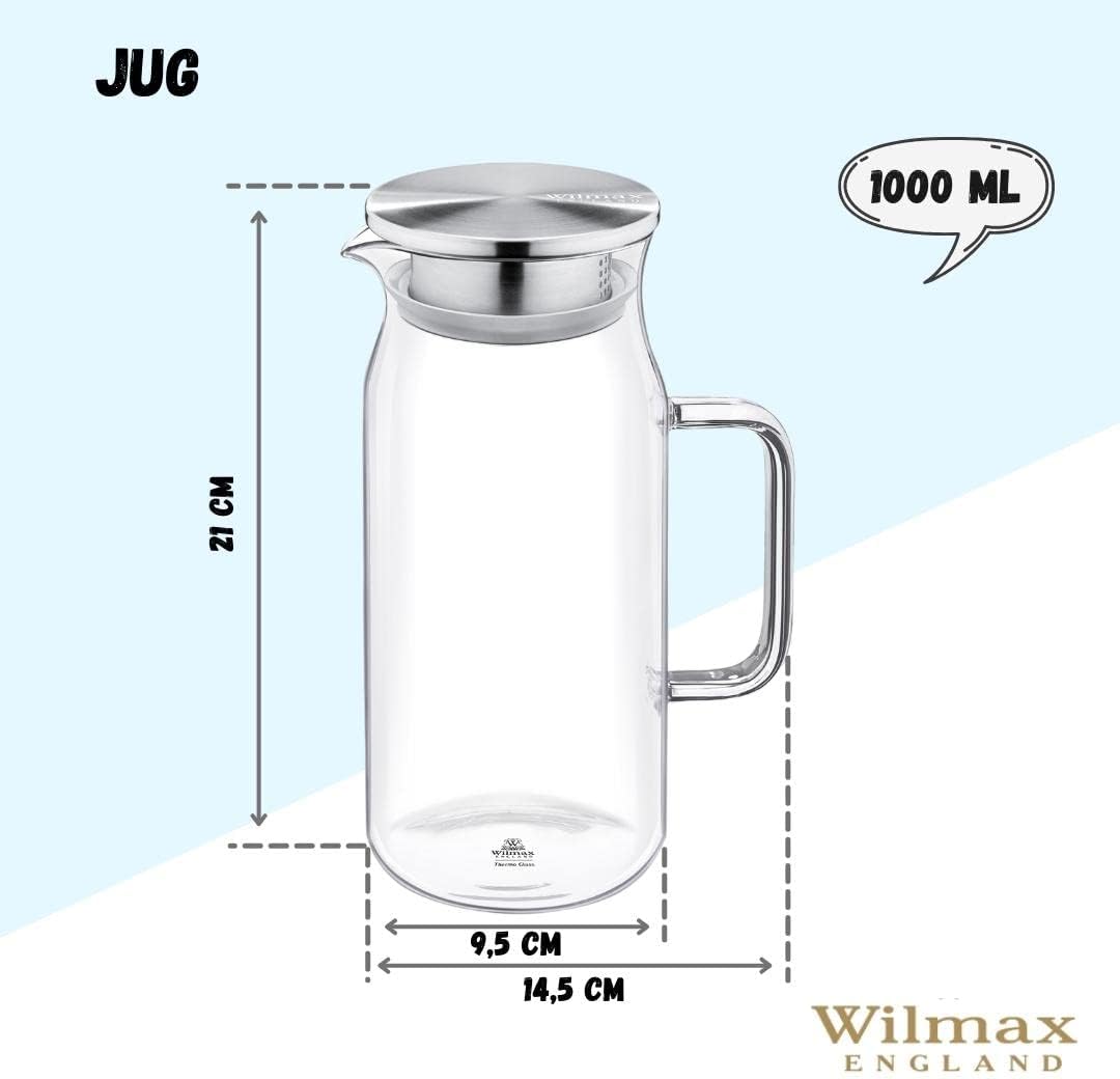 Wilmax Thermoglas Kruik 1000 ml RVS Deksel | WL-888209/A