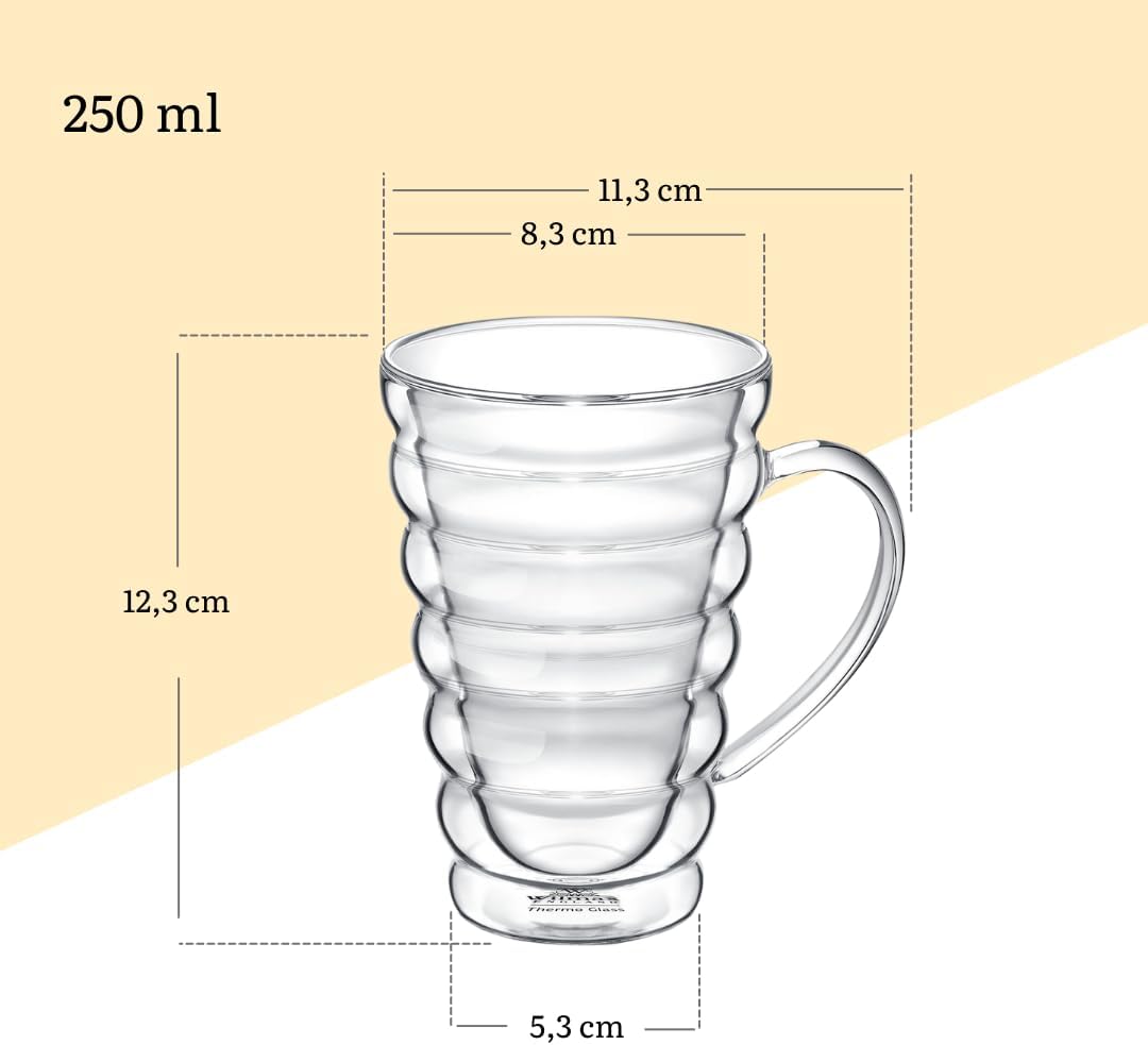 Wilmax Double Wall Glass Mug 250 ml - Set of 6 WL-888423/A6
