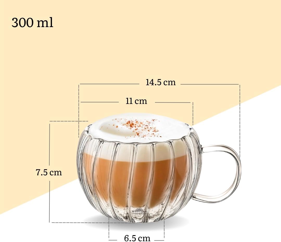 Wilmax Doppelwandige Tassen 6er Set 300 ml Thermoglas WL-888411/A6