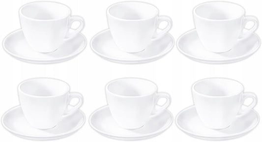 Wilmax England Cups 110 ml White Porcelain with Saucers Set of 6