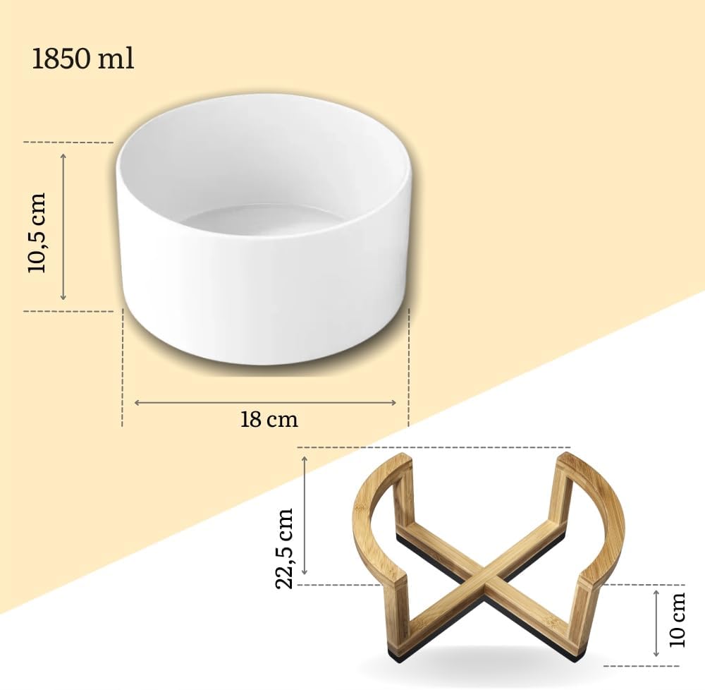 Wilmax Porzellanschale 18 cm mit Bambusständer 1850 ml WL-992747/A-WL-771105/A