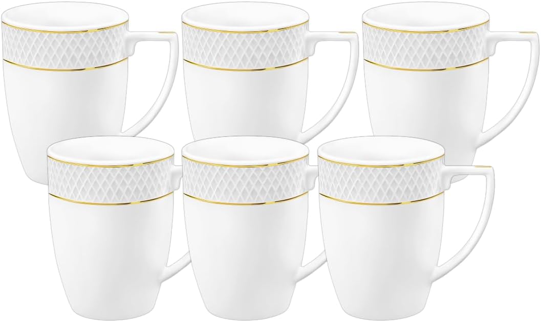 Wilmax Beker Wit Gouden Rand Porselein Set van 6 A6