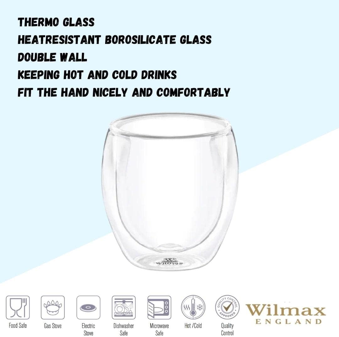 Wilmax 4 Doppelwandgläser & 1 Teekanne-Set, WL-888815/A-888761/A4