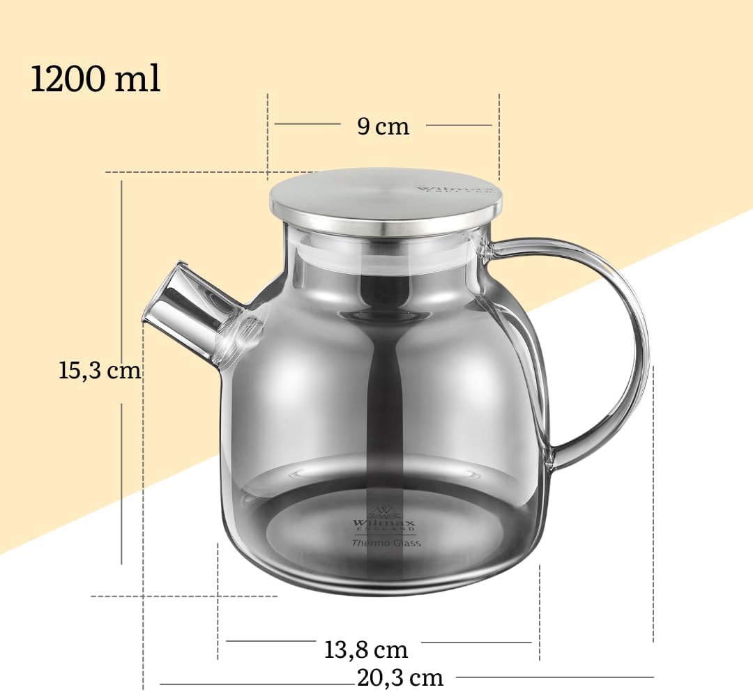 Wilmax Teapot 1200 ml Glass with Stainless Steel Lid WL-888826002/A