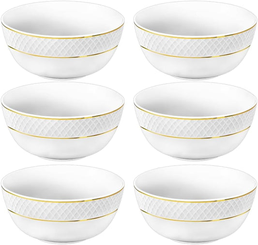 Wilmax Porzellanschüssel mit Goldlinien, 14 cm, 600 ml, 6er Set, WL-880102367/A6