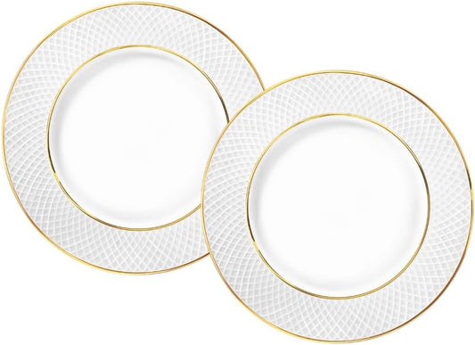 Wilmax Dessertbord Porselein 20 cm Wit Gouden rand Set van 6