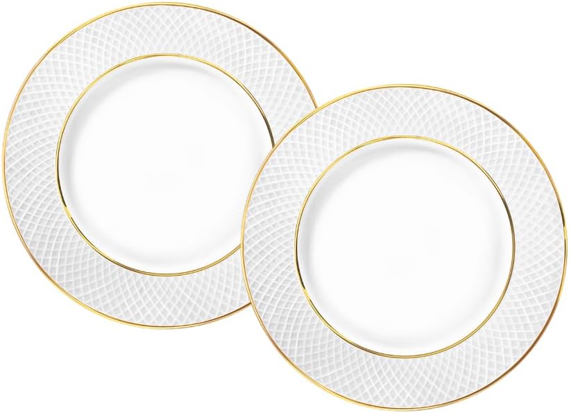 Wilmax England Dessertbord Wit Goudrand Porselein 2-delige set