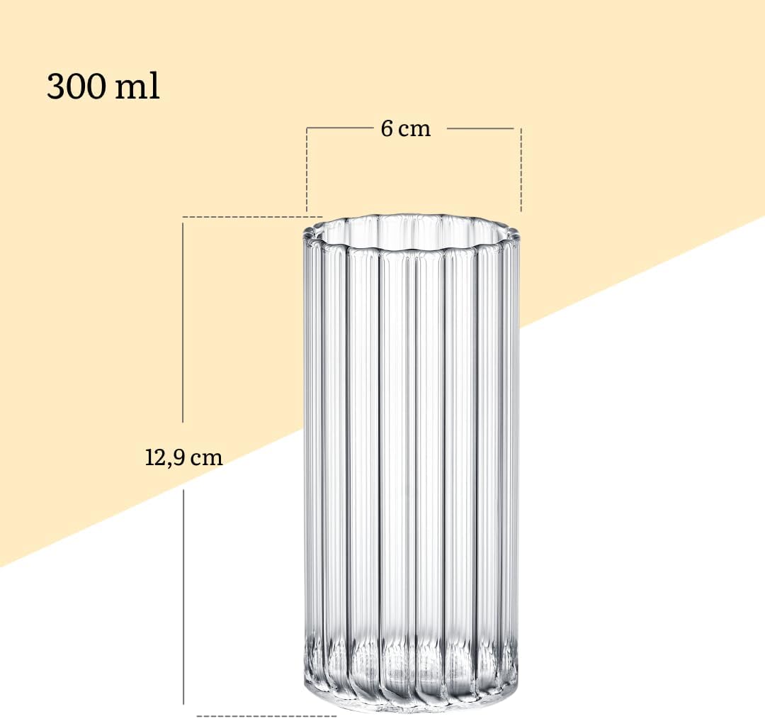 Wilmax Gegroefd Glas 300 ml 6-delige Set WL-888625/A6