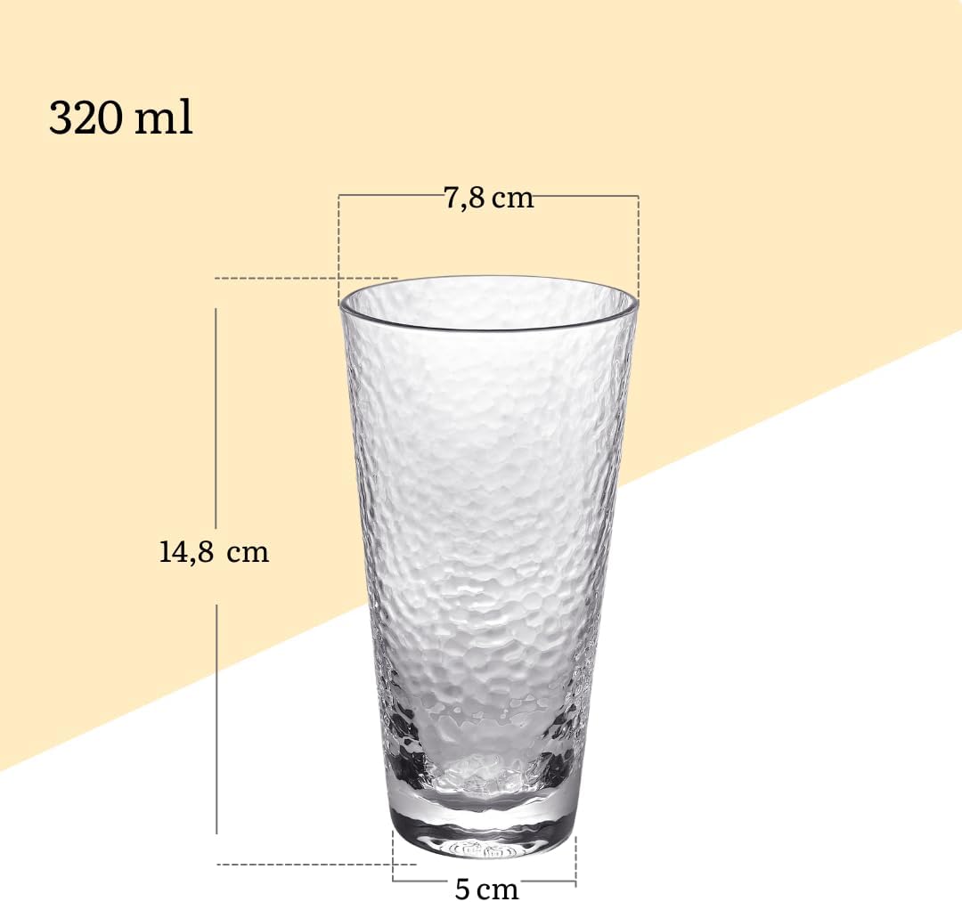 Wilmax Hammered Glass 320 ml Set of 6 WL-888629/A6