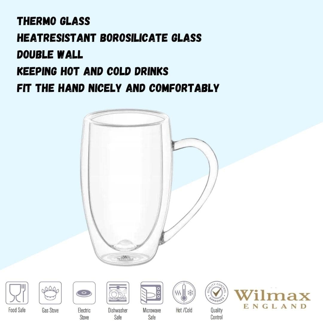 Wilmax Dubbelwandige Beker 300ml Borosilicaatglas 6 stuks