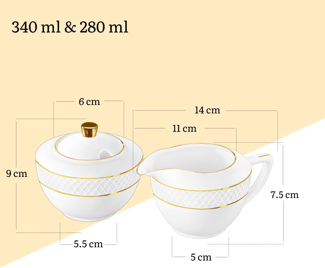 Wilmax Suiker & Melk Set Porselein Gouden rand WL-880102470/A