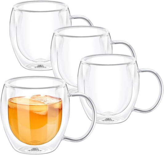 Wilmax England Dubbelwandige Glazen Beker 500 ml Set van 4